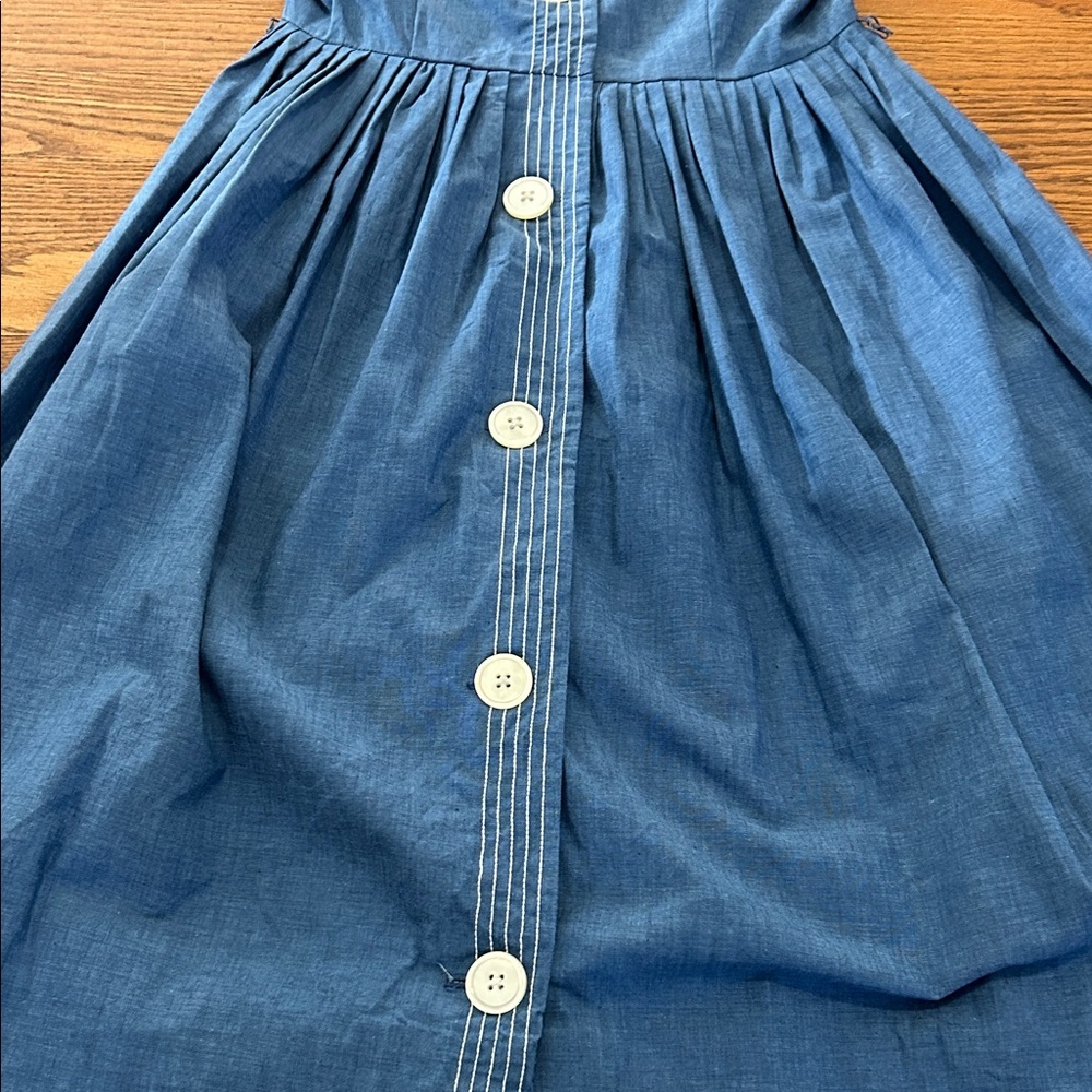 Vintage Dixie Deb Dress Women’s Handmade? Denim Blue Dress Western Full Skirt - Picture 7 of 16
